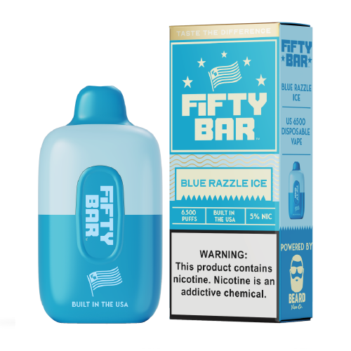 Fifty Bar Blue Razzle Ice Disposable Vape 6500 Puffs | Only $13.95